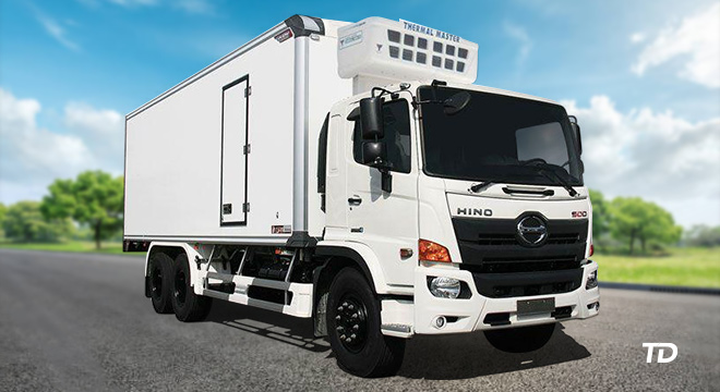 Chiller truck parked in Dubai ready for daily frozen food deliveries